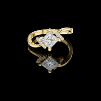 Princess Cut Lab Grown Diamond Bypass Pave Band Engagement Ring