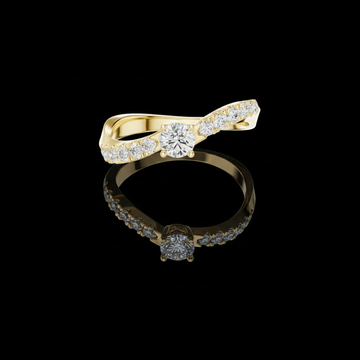 0.30 CT Luxury Round Cut Lab Grown Diamond with Elegant Twist Shank & Pave Accents Modern Bridal Ring