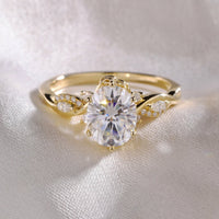 2.75 CT Elegant Oval Cut Moissanite Diamond Ring with Twisted Band and Pave Accents