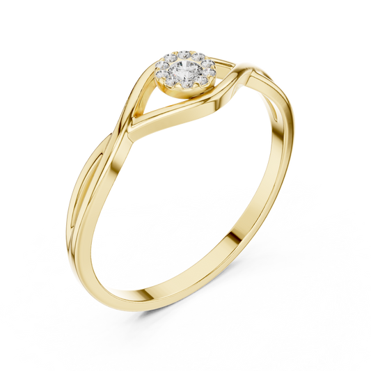 Round Cut Lab Diamond Twisted Band Engagement Ring
