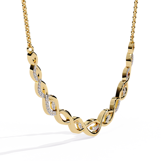 Twisted Infinity Bar Moissanite Diamond Pave Necklace