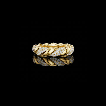 0.66 TCW Twisted Pave Lab Diamond Eternity Band with Interlaced Leaf Style Links For Wedding