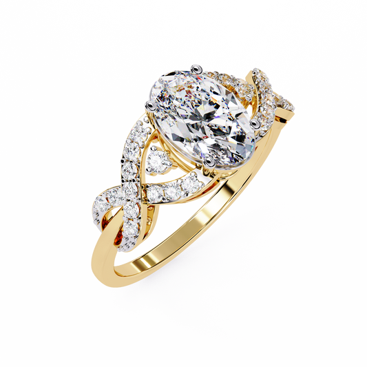 Twist Split Shank Oval Cut Moissanite Diamond Anniversary Ring