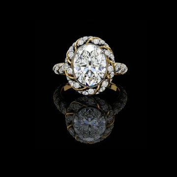 2.42 CT Dainty Oval Cut Lab Grown Diamond Petal Halo Ring A Blend of Floral Elegance