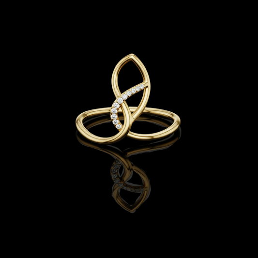 0.043 TCW Twisted Loop Ring Adorned with Sparkling Moissanite Diamonds