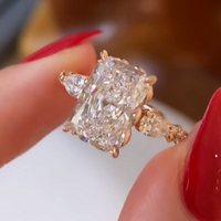 3.30 CT Luxurious Radiant Cut Lab Grown Diamond with Twisted Pave Band Statement Ring For Women