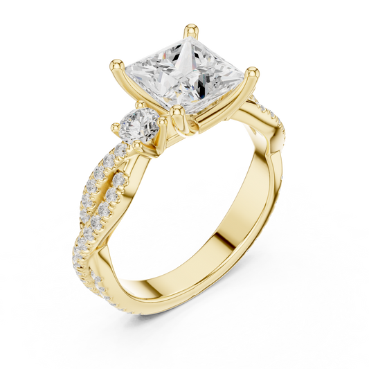 Princess Cut Moissanite Diamond Twisted Band Ring