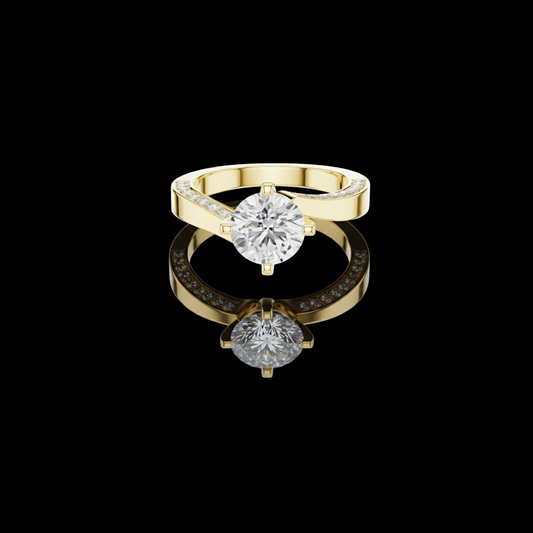 1.53 CT Premium Twisted Shank Round Cut Lab Grown Solitaire Diamond Ring with Pave Accents