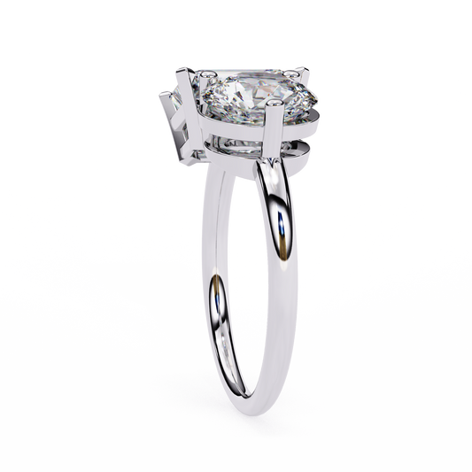 Emerald and Round Lab Diamond Toi et Moi Promise Ring