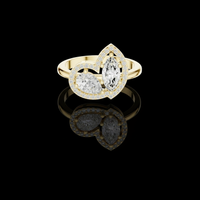 Marquise & Pear Cut Toi Et Moi Halo Moissanite Diamond Ring
