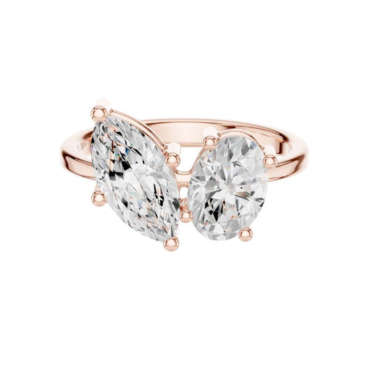 Marquise and Oval Lab Diamond Toi Et Moi Promise Ring