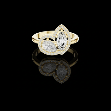 Marquise & Pear Cut Toi Et Moi Halo Lab Grown Diamond Ring