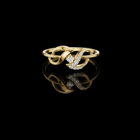 Twisted Leaf Moissanite Diamond Bypass Ring Round Cut Diamond
