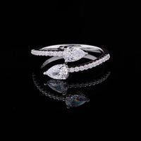 0.50 CT Gleaming Bridal Dream Moissanite Pear Diamond Ring in Sterling Silver with High Quality