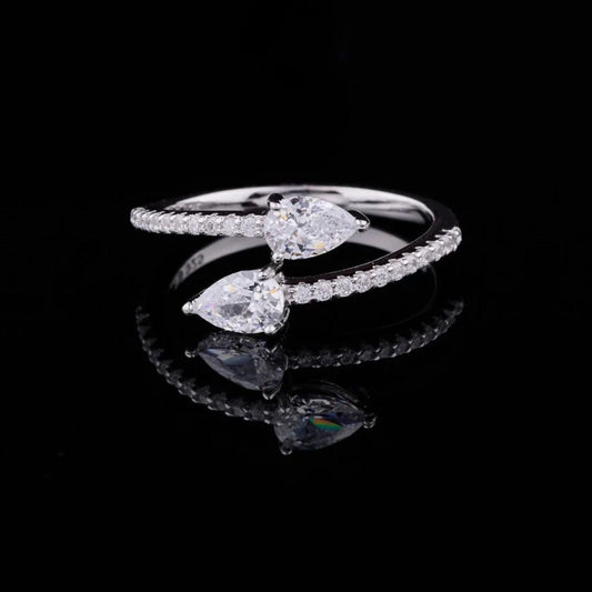 Toi et Moi Cut Lab Grown Diamond Bypass Delicate Ring