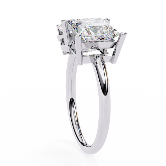 Pear and Princess Cut Moissanite Diamond Toi et Moi Delicate Ring