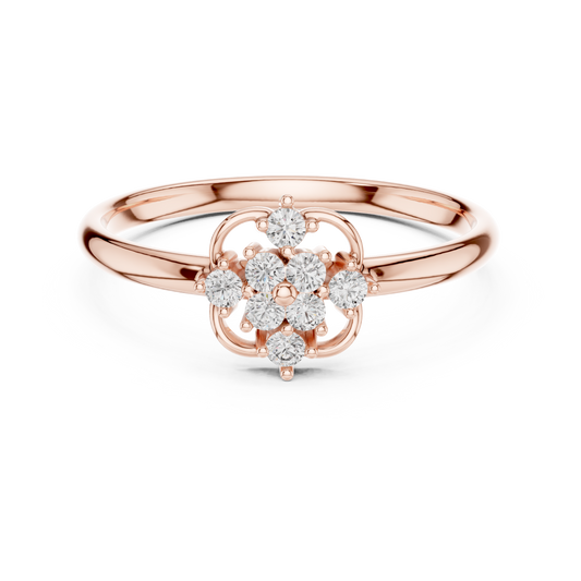 Round Cut Moissanite Diamond Floral Cluster Engagement Ring