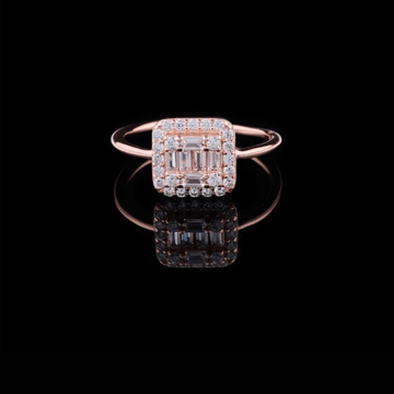 0.15 CT Sophisticated Baguette Cut Moissanite Diamond Halo Ring A Perfect Blend of Modern Design