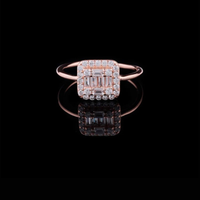 0.15 CT Sophisticated Baguette Cut Lab Grown Diamond Halo Ring A Perfect Blend of Modern Design