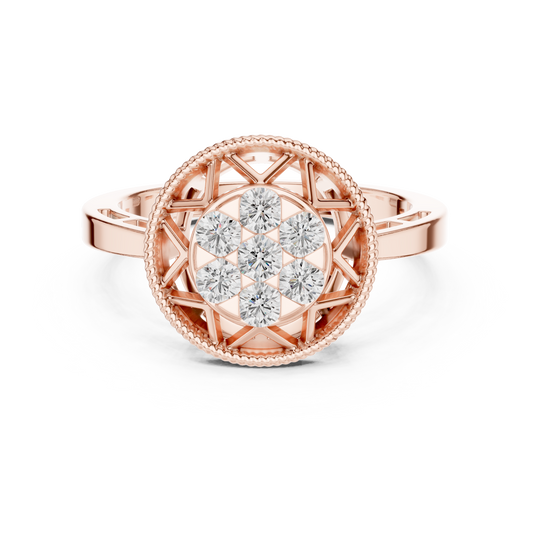 0.35 TCW Unique Star-Pattern Designer Ring with Brilliant Round Geometric Moissanite Diamond Cluster