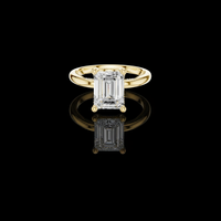 Emerald Cut Hidden Halo Moissanite Diamond Solitaire Engagement Ring