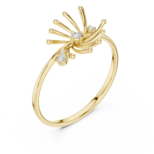 Firework Starburst Brilliant Round Cut Moissanite Diamond Ring