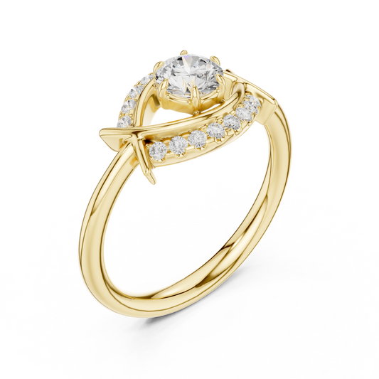 Evil Eye Round Cut Moissanite Diamond Pave Engagement Ring