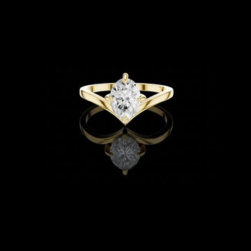 0.90 TCW Stylish Oval Cut Solitaire Moissanite Diamond Ring in Classic Gold Setting