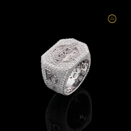 Custom Iced Out Moissanite Diamond Signet Statement Ring
