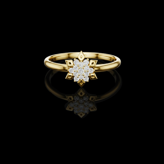0.068 TCW Sunburst Diamond Ring A Luminous Fusion of Sparkling Moissanite Diamond