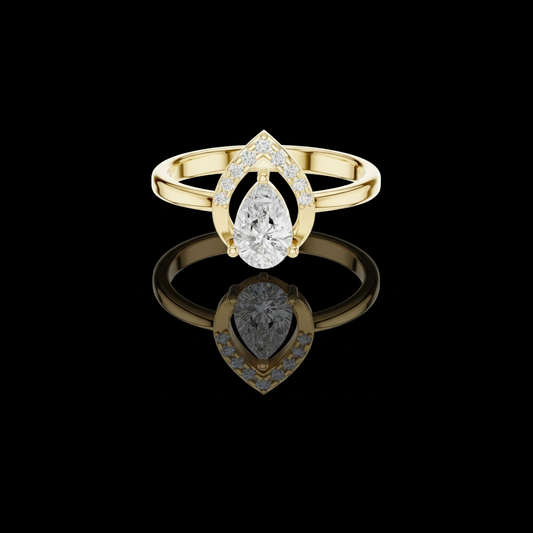 Pear Cut Moissanite Diamond Teardrop Style Engagement Ring