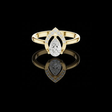 0.76 CT Beautiful Pear Cut Lab Grown Diamond Ring with Diamond Accented Teardrop Halo Frame