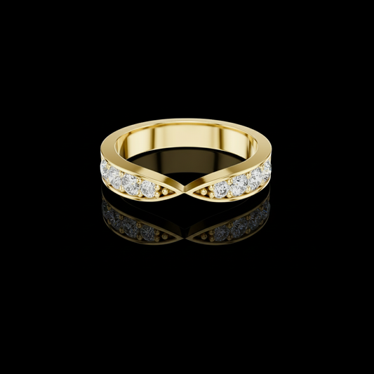 Round Cut Lab Grown Diamond Channel Set Chevron Wedding Band Ring