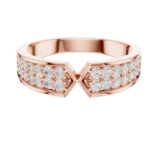 Round Cut Lab Grown Diamond Men's Hourglass Chevron Point Statement Ring