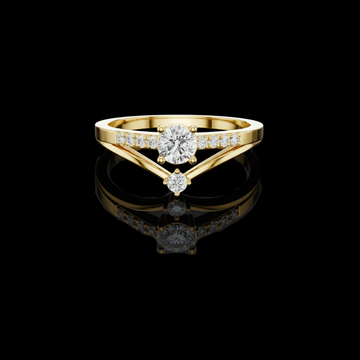 0.078 CT Stunning Glow V-Shaped Lab Grown Diamond Ring with Round Center & Pavé Accents