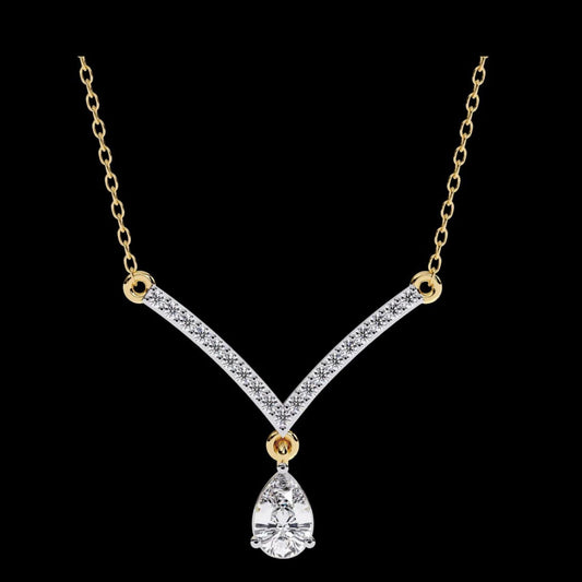 0.35 CT Elegant Lab Grown Diamond Necklace with Sparkling Pave Detailing and Pear Cut Teardrop Pendant
