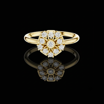 Round Moissanite Diamond Geometric Floral Cluster Promise Ring