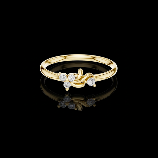 0.044 TCW Flowing Vine Design And Sparkling Round Cut Lab Grown Diamond Blossoms Ring