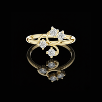 Round Moissanite Diamond Open Swirl Four Stone Ring