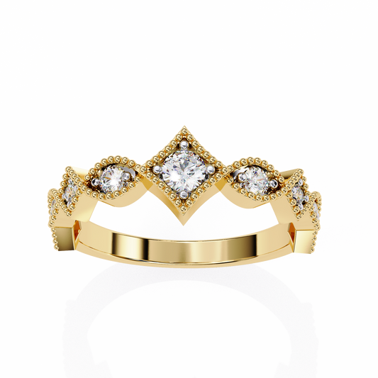 Princess Cut Chevron Lab Grown Diamond Stackable Wedding Band Ring