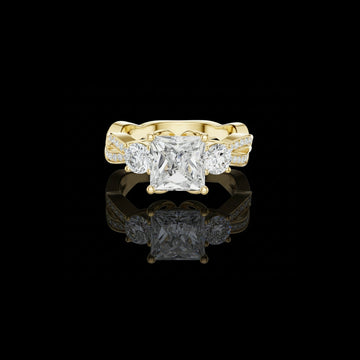 Princess Cut Engagement Twisted Band Lab Grown Ring