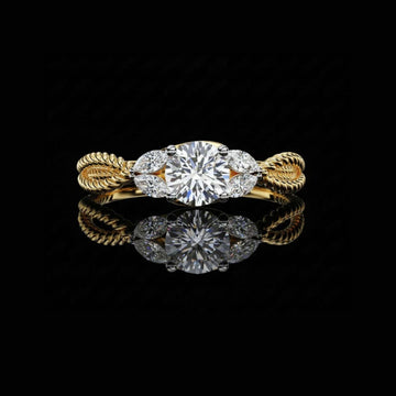 0.35 CT Dainty Slick Cocktail Minimalist Round Cut Moissanite Diamond Ring For Party