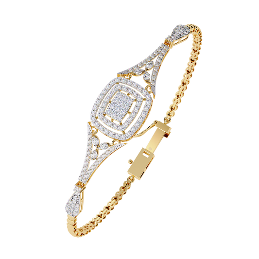 Vintage Style Round Lab Diamond Bangle Bracelet