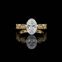 1.20 CT Vintage Oval Cut Moissanite Diamond Ring Milgrain Marquise Band By Ivevar Luxury Engagement Ring