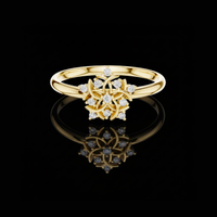 0.006 CT Vintage Bloomburst Lab Grown Diamond Floral Ring Delicate Nature Inspired Design Fine Jewelry