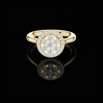 0.12 CT Sparkling Round Brilliant Moissanite Diamond Floral Burst Cluster Anniversary Ring For Her