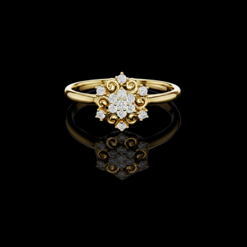 0.082 TCW Exquisite Ring with Intricate Floral Motif and Lab Grown Diamond Cluster