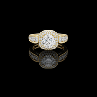 0.83 TCW Handcrafted Halo Ring Featuring A Radiant Round Center Moissanite Diamond