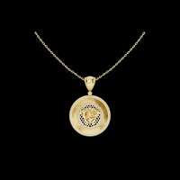 Greek Key Pattern Border Statement Charm Featuring Round Moissanite