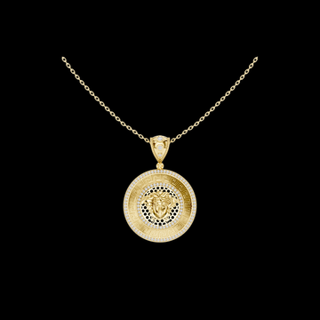 Greek Key Pattern Border Statement Charm Featuring Round Moissanite